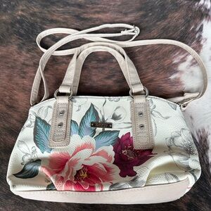 Floral Crossbody Bag with Pink and Cream Accents